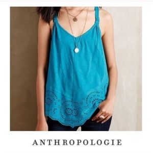 Anthropologie Teal Eyelet Tank Meadow Rue